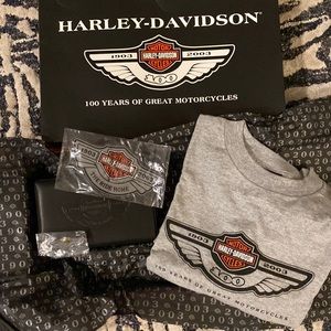 NEW - Harley 100th anniv Ride Home Kit - T shirt, patch and pin
